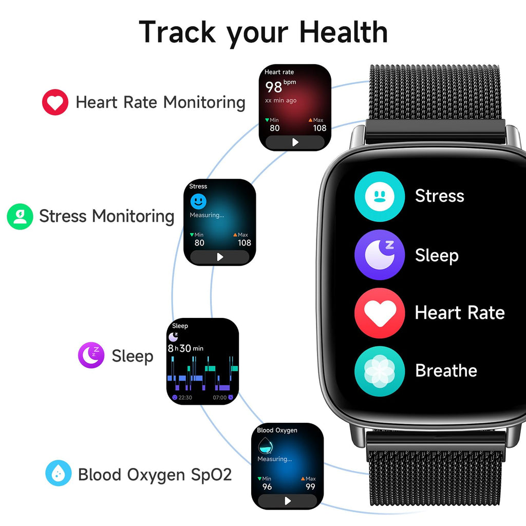 Smart Watch: Voice Calling, Fitness Tracking, and SpO2 Monitoring - Future Tech