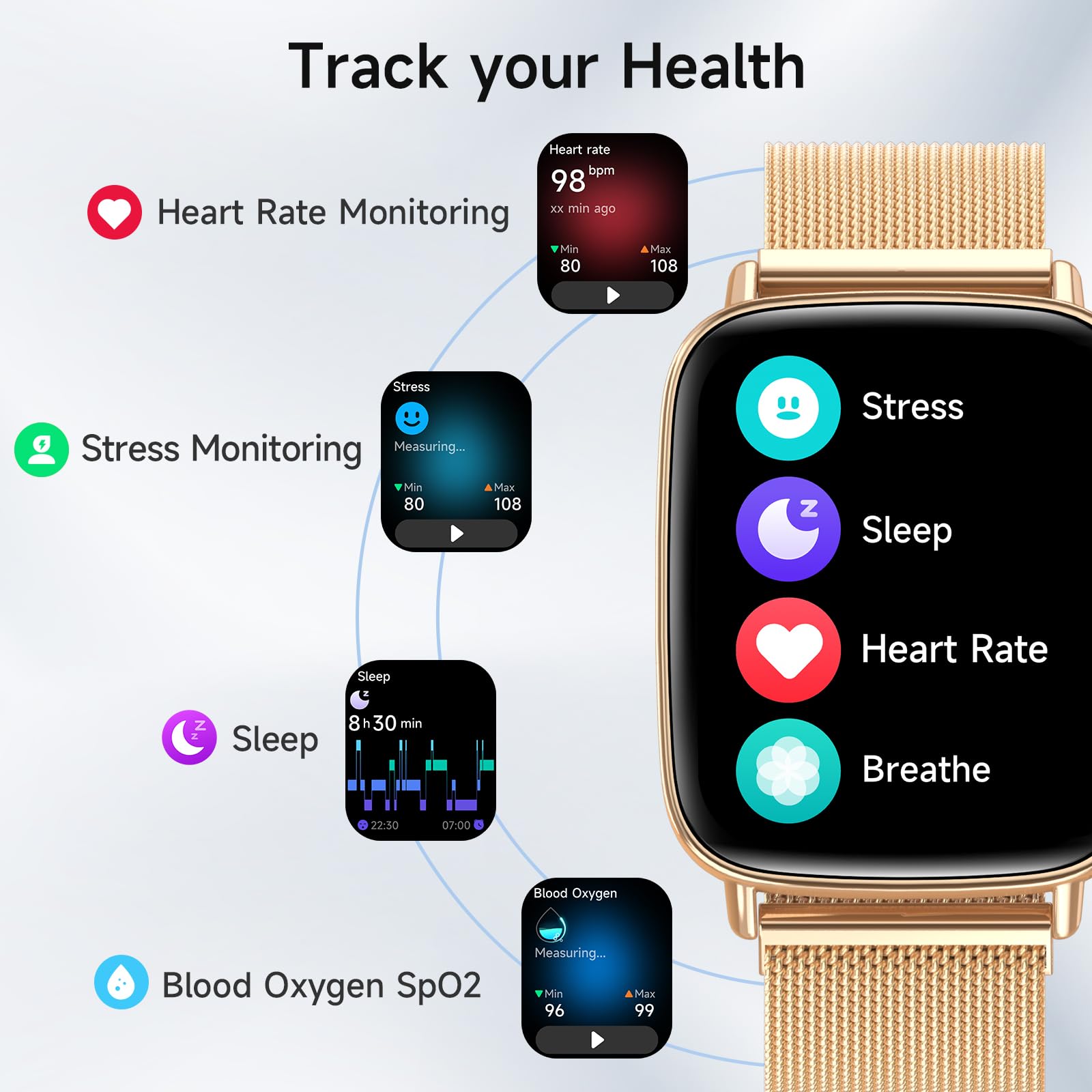 Smart Watch: Voice Calling, Fitness Tracking, and SpO2 Monitoring - Future Tech