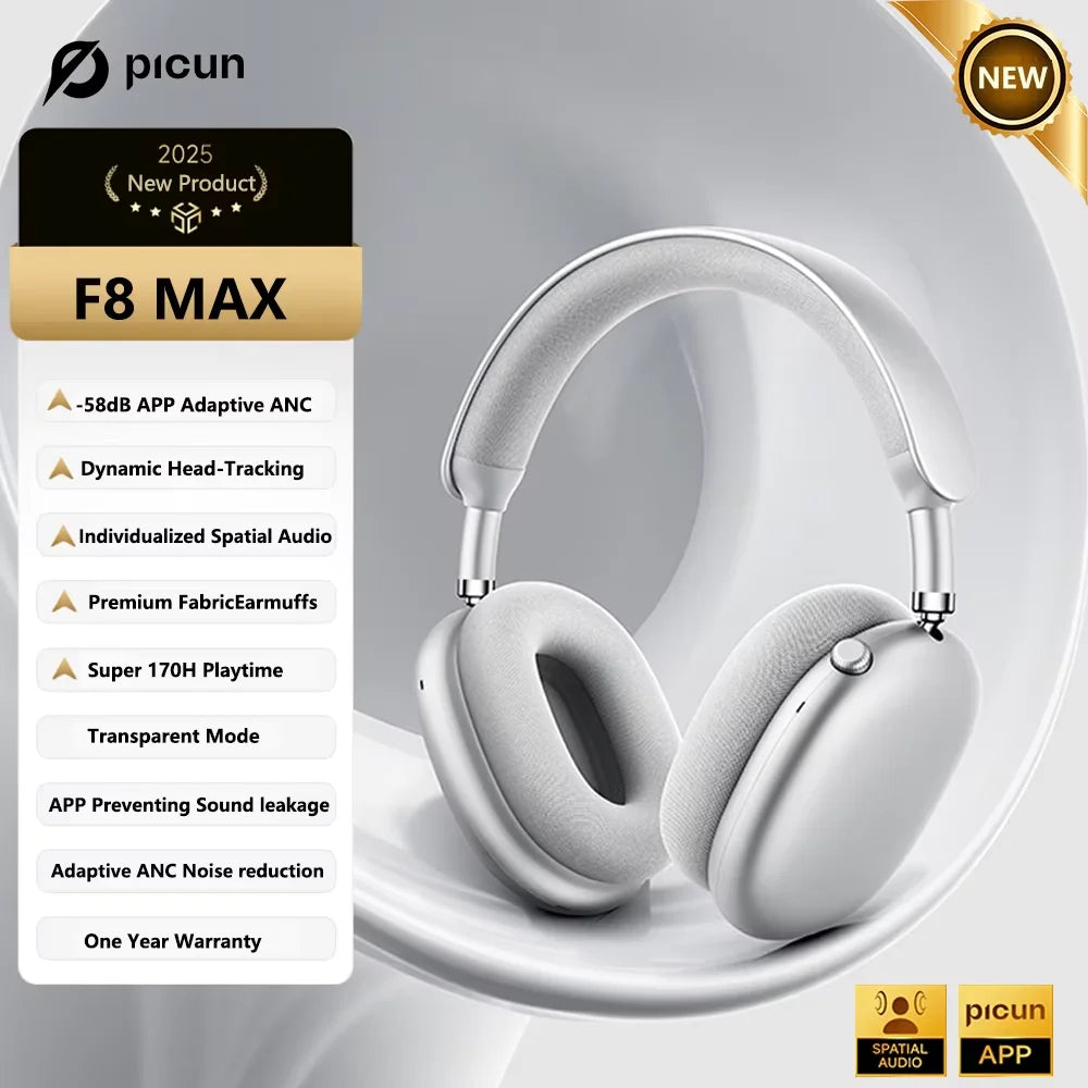 Picun F8 Pro Headphones with Head Tracking and Pro-Grade ANC - Future Tech
