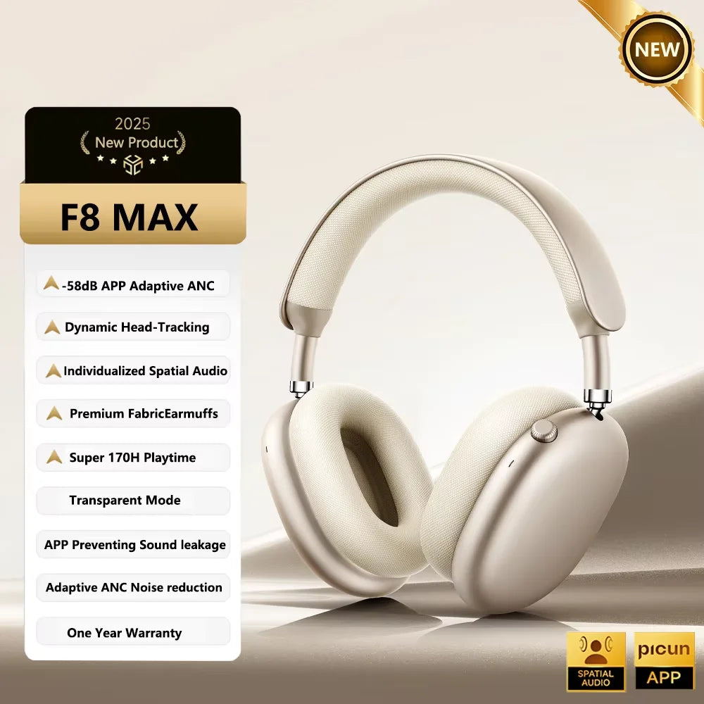 Picun F8 Pro Headphones with Head Tracking and Pro-Grade ANC - Future Tech