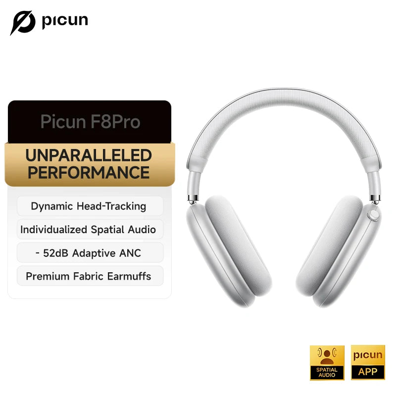 Picun F8 Pro Headphones with Head Tracking and Pro-Grade ANC - Future Tech